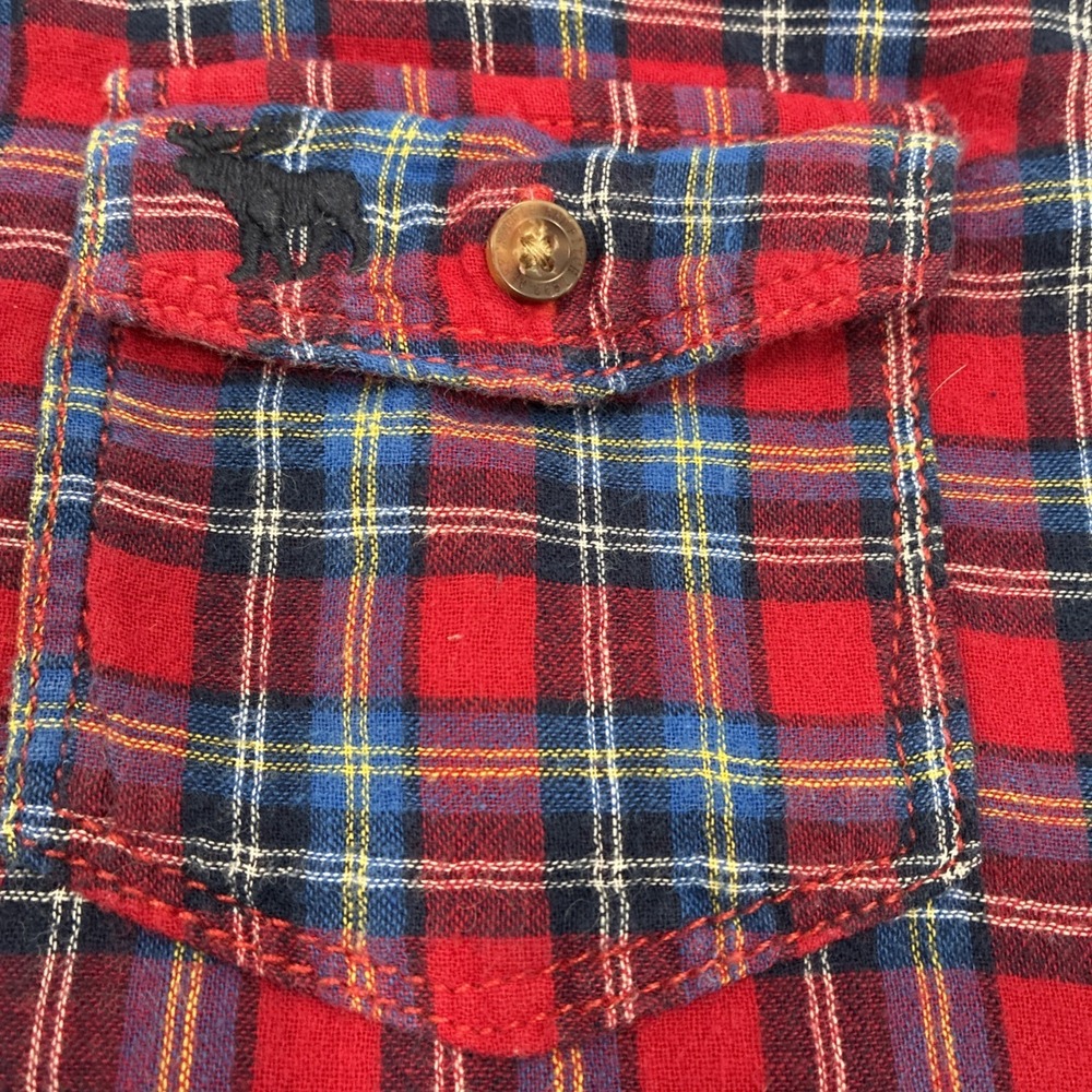 Abercrombie & Fitch Shirt Womens Small Red Flannel Button up Plaid - Picture 5 of 12